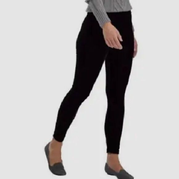 HUE Velour Ribbed High Rise Black Legging Medium - Picture 1 of 1